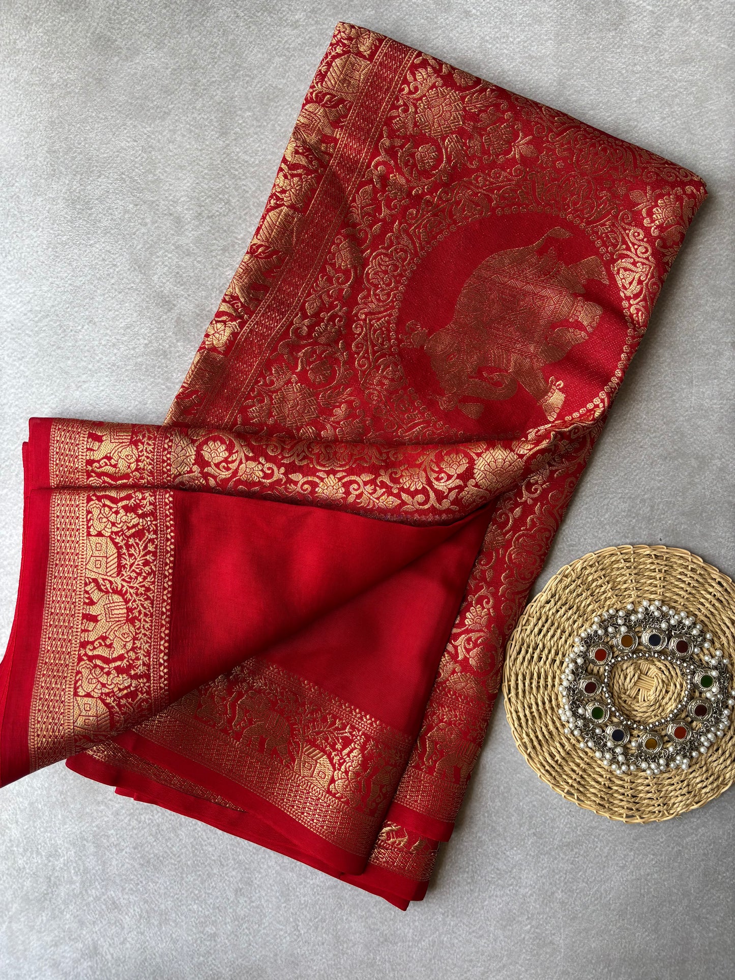 Dola Silk Saree - Red