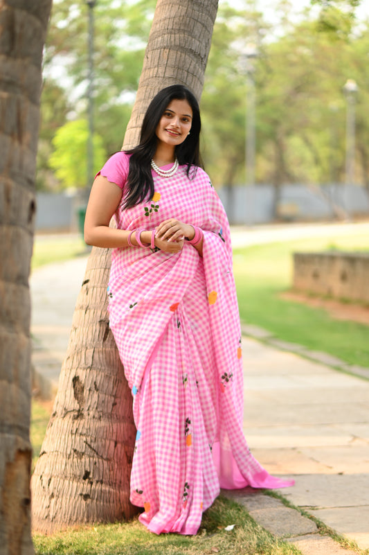 Managalgiri handloom checks digital print