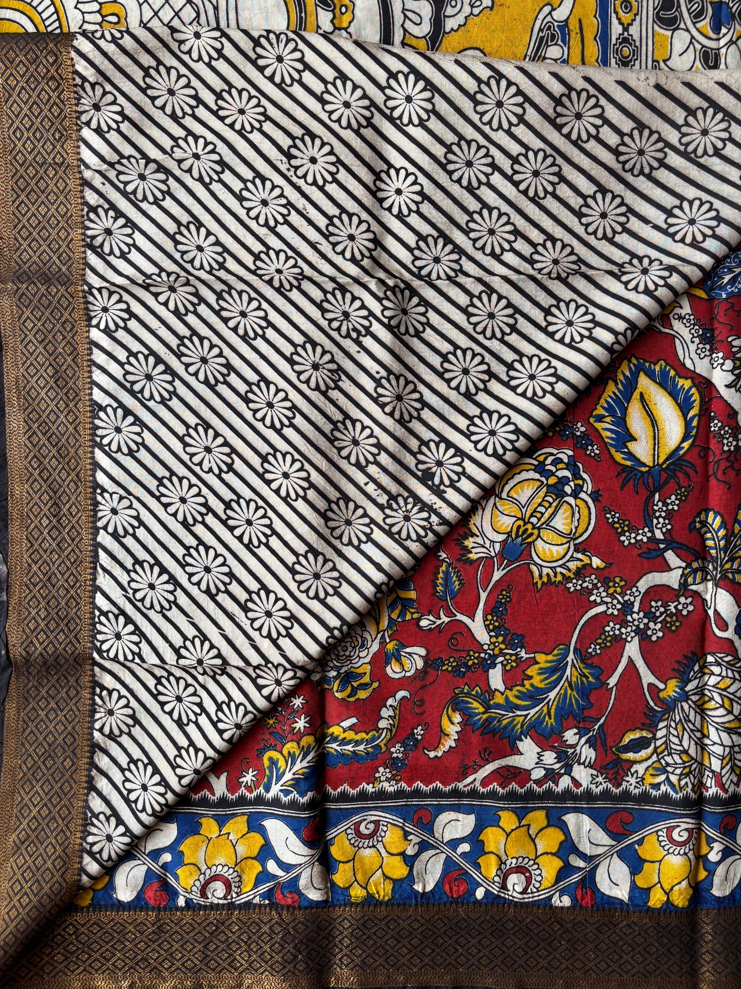 Kalamkari Chennur Silk - Red & Blue