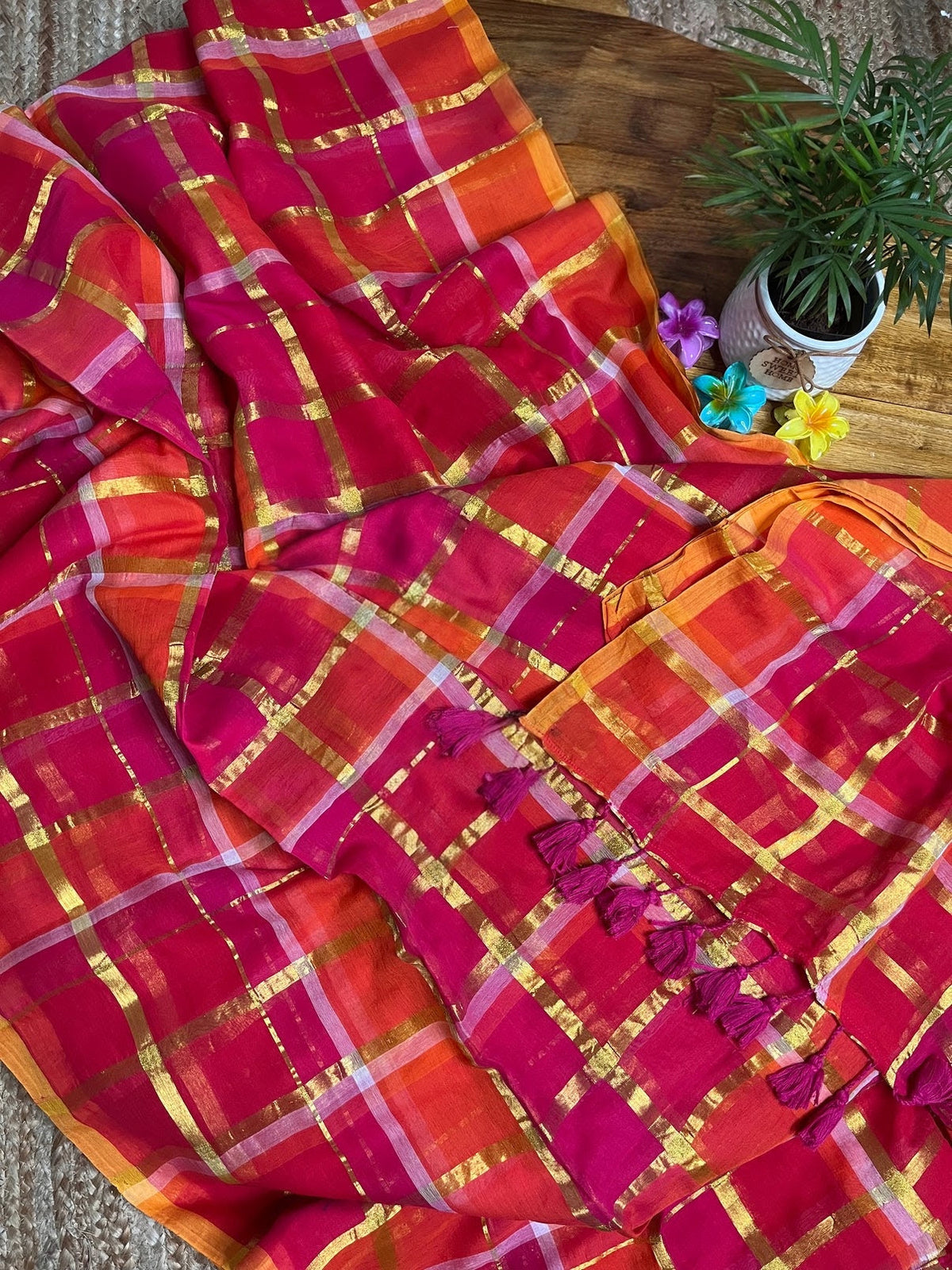 Madras Zari checks mul cotton