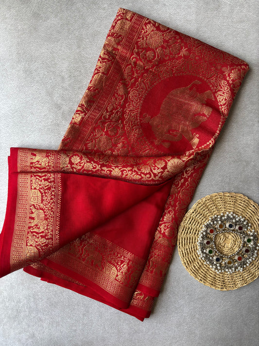 Dola Silk Saree - Red