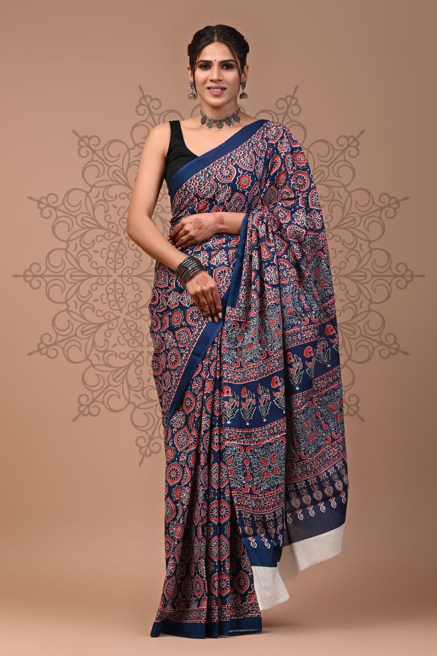 Ajrakh Mul Cotton - Blue