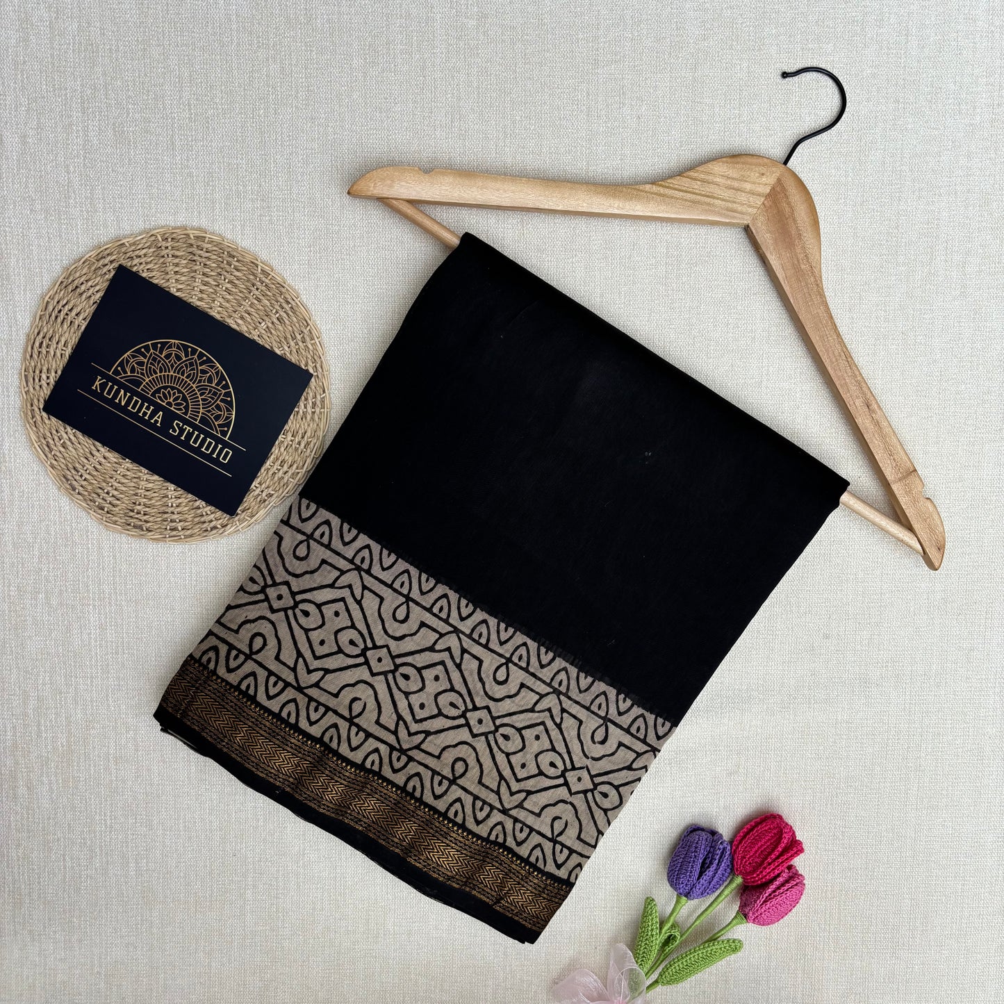 Maheshwari Silk Cotton - Black