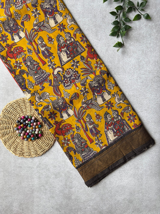 Kalamkari Chennur Silk - Yellow