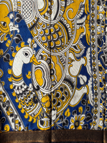 Kalamkari Chennur Silk - Red & Blue