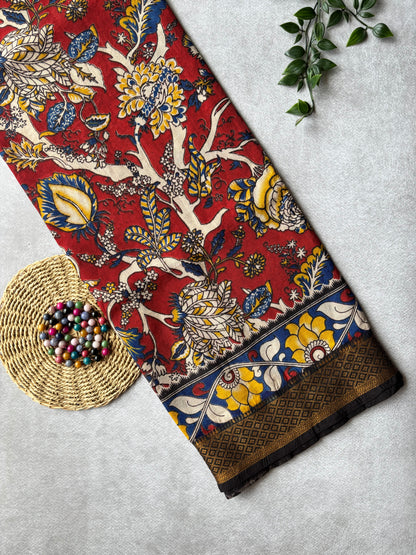 Kalamkari Chennur Silk - Red & Blue