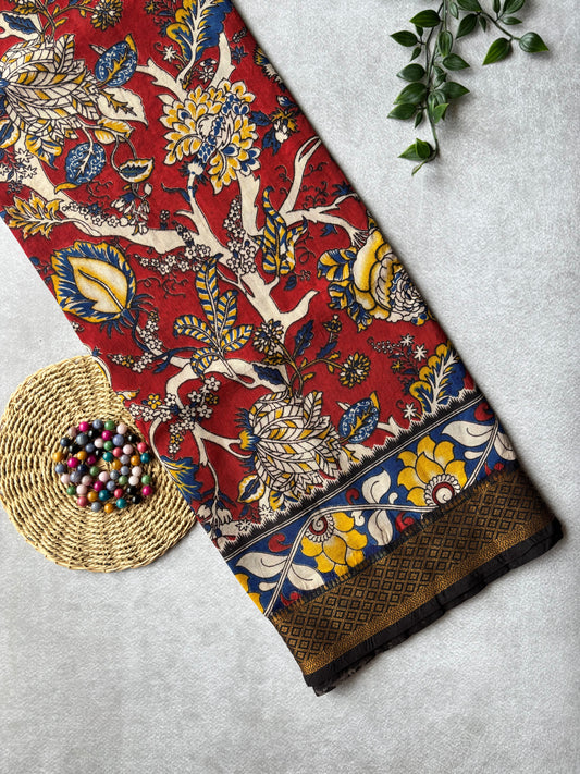 Kalamkari Chennur Silk - Red & Blue