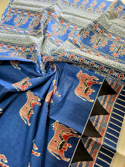 Ajrakh Mul Cotton - Blue