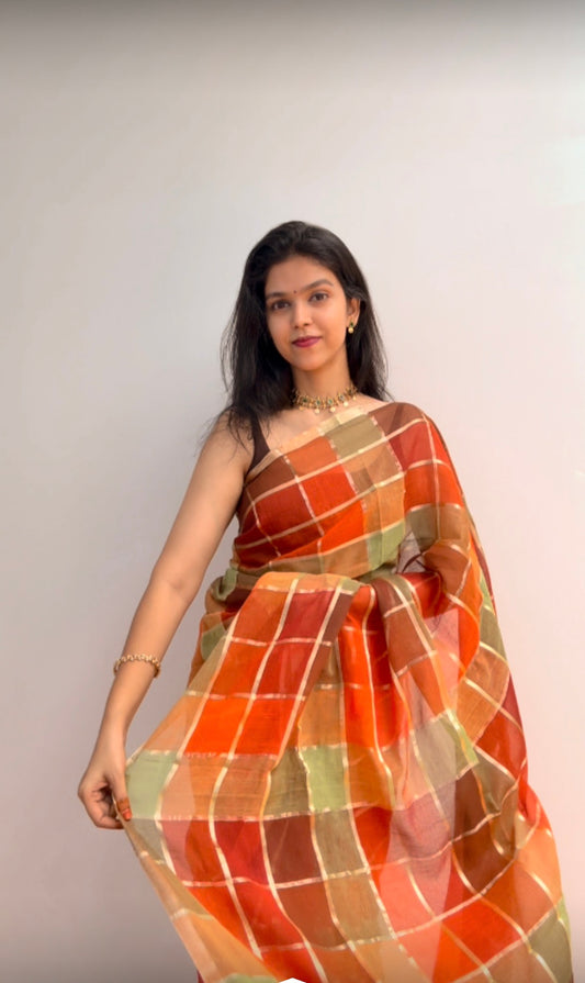Madras Zari checks mul cotton