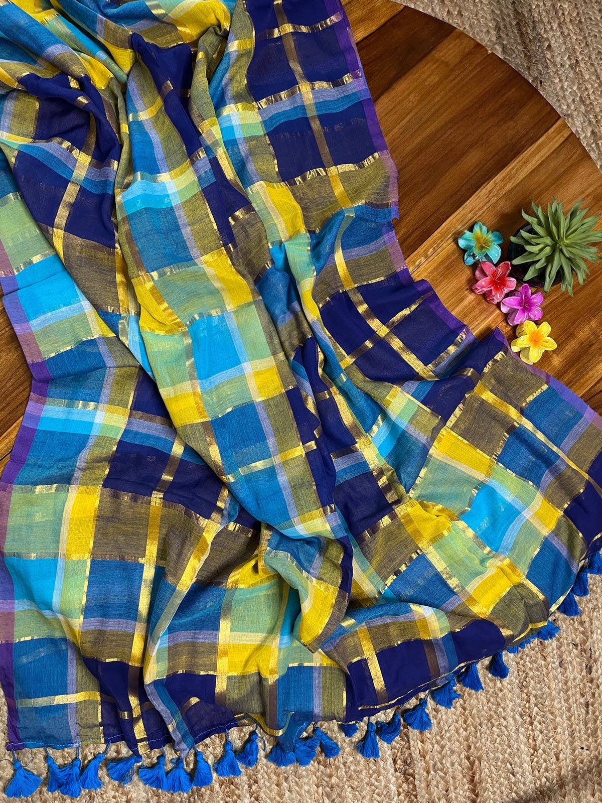 Madras Zari checks mul cotton