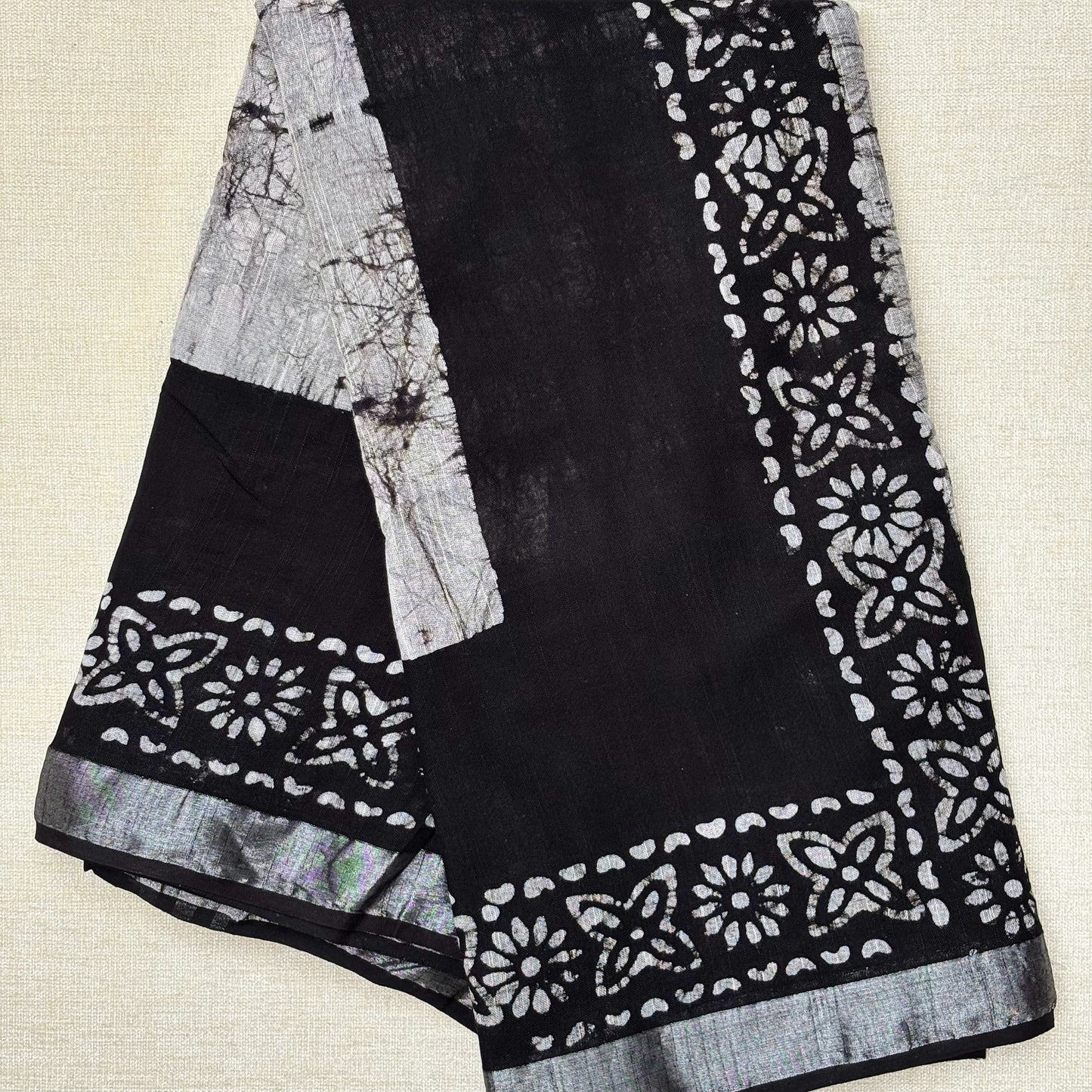 Linen Cotton Block print - Black