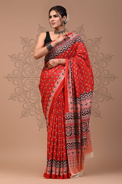 Ajrakh Mul Cotton - Red